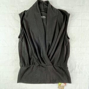 OGL Surplice Wrap Top Womens Medium Black Sleeveless V Neck LiteWarm Layering